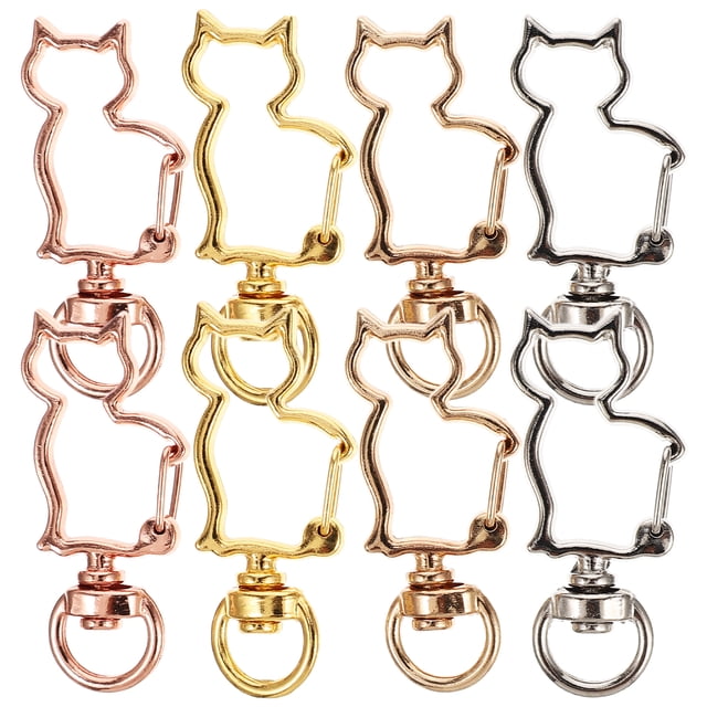 Shisuyan 40pcs Cat Shaped Spring Snap Keychain Clip Snap Hook Key Rings Keychain Accessories