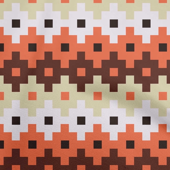 oneOone Viscose Chiffon Orange Fabric Geometric Craft Projects Decor Fabric Printed By The Yard 42 Inch Wide