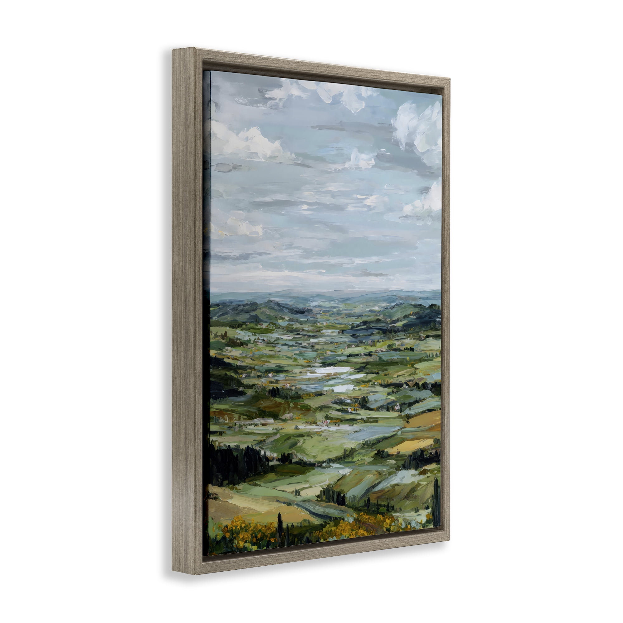 Stupell Industries Valley Living with Verdant Hills Brown Framed Floater Canvas Wall Art, design by Petal Prints Design