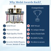 Medal Awards Rack Trophy Shelf and Award Display Rack- Black 36