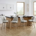 thumbnail image 2 of Classical Gray White Fabric Swivel Counter Stools with Wood Legs, Set of 2, Barstools in Dining Room, 2 of 14