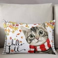 thumbnail image 3 of Fall Throw Pillow Cover 16 x 24 Inch Decorative Pillow Cover Thanksgiving Autumn Cat Leaves Retro Maple Leaf Gray Plaid Lumbar Pillowcase Seasonal Rectangle Cushion Case for Couch Sofa Bedroom, 3 of 7