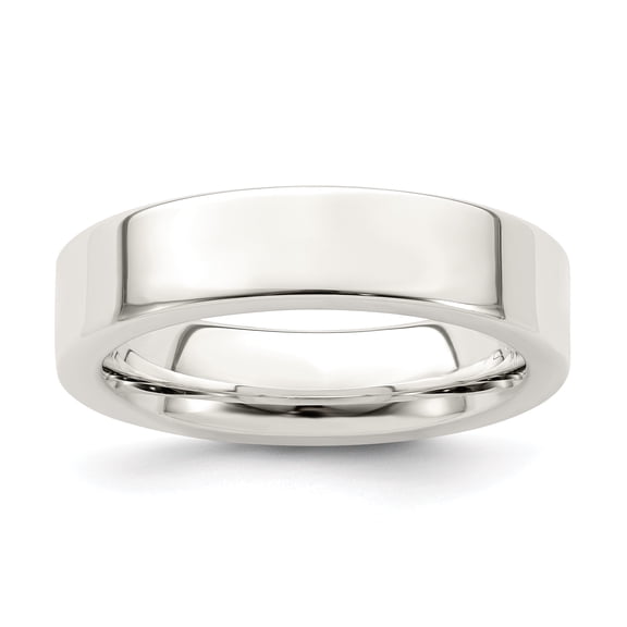 925 Sterling Silver 5mm Comfort Fit Flat Band Ring Size 7