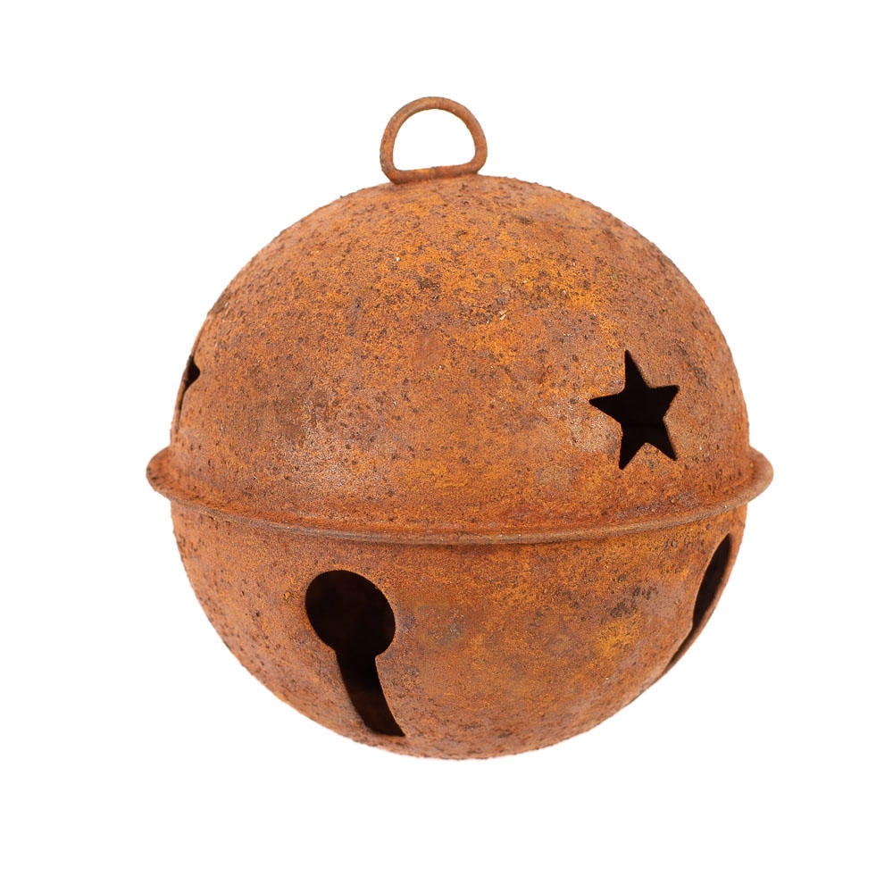6pc Rusty Metal Sleigh Bell Ornaments 80mm - for Christmas Decor - Factory Direct Craft