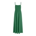 thumbnail image 6 of vigerkar Womens 2025 Summer Dress Casual Sleeveless Spaghetti Strap Smocked Ruffle Beach Long Maxi Dress with Pockets Dark Green, XL, 6 of 6