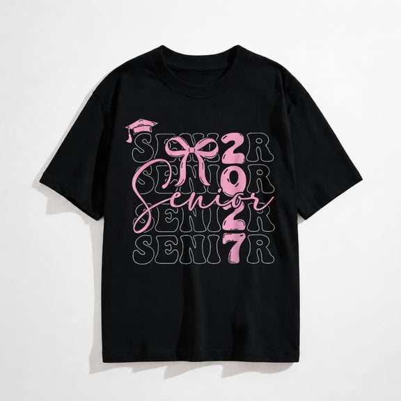 Senior 2027 Class of 2027 Coquette Pink Bow Graduation 2027 T-Shirt