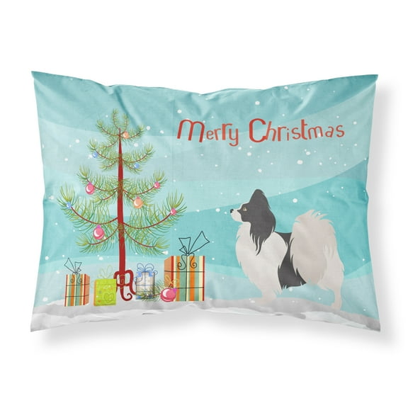 Carolines Treasures BB8484PILLOWCASE Papillon Christmas Fabric Standard Pillowcase Standard multicolor
