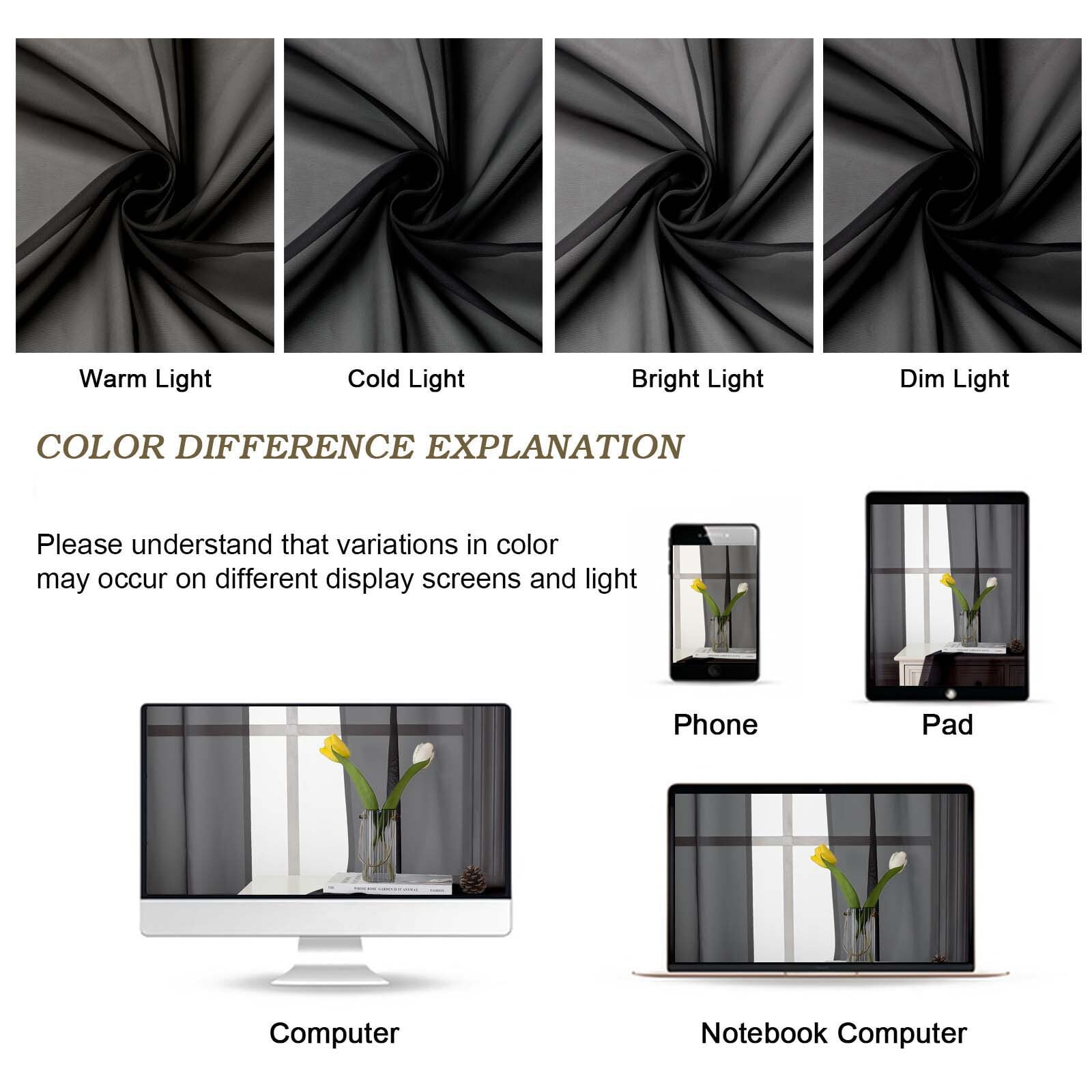 Patin Black Sheer Curtains 63 Inch Length 2 Pcs, Solid Color Light Filtering Voile Airy Modern Drapes, Rod Pockets Home Window Curtains for Living Room Bedroom Bathroom, Each Panel 42" W x 63" L