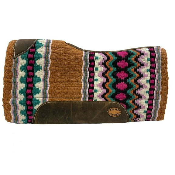 Klassy Cowgirl Barrel Style Rust/Pink/Teal Memory Felt Saddle Pad