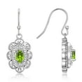 thumbnail image 4 of RYLOS Matching Jewelry 14K White Gold Floral Halo Design: Pendant Necklace, Earrings & Ring. Gemstone & Diamonds, 18" Chain. 6X4MM Peridot August Birthstone; Size 8, 4 of 6