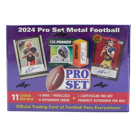 NFL Leaf 2024 Pro Set Metal Football Trading Card HOBBY Box (11 cards, 6 Autographs)