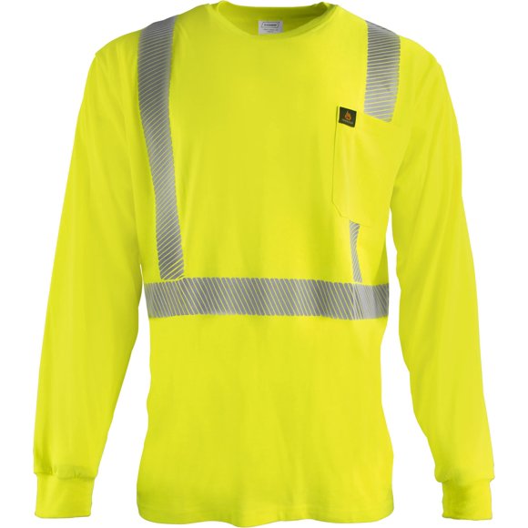 Ironwear 1209FR Flame Retardant Hi-Visibility Long Sleeve T-Shirt | Segmented Reflective Tape | 6 Cal/cm2 | ANSI Class 2