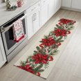 thumbnail image 4 of Christmas Red Floral Washable Area Rug 2 x 6 ft Winter Vintage Farmhouse Pine Cone Flower Soft Non‑Slip Rugs Stain Repellent Indoor Mats for Long Hallway, Kitchen Runner, Corridor Laundry, 4 of 9