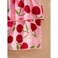 thumbnail image 7 of Sytepopcy Girls Summer Outfit Kids Short Sleeve Cherry Pattern Shirt Shirred Layered Floral Skirt 2pc Set Birthday Party Clothes 6T/1955, 7 of 7