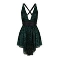 thumbnail image 5 of Wancir Women's Sequin Dress Spaghetti Strap Sexy Deep V Neck Backless Glitter Club Party Skater Swing Mini Dress, 5 of 8