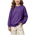 thumbnail image 2 of Lutiedan Boys Girls Knitted Sweaters Teen Crew Neck Long Sleeve Pullover Fall Winter Casual Uniform Sweaters Size 5-16,Purple, 2 of 7