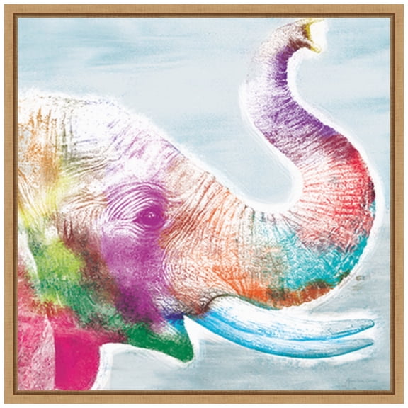 Amanti Art Colorful Elephant Framed Canvas Wall Art Print