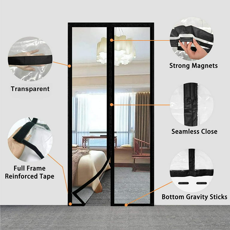 Figermoon Magnetic Thermal Insulated Door Curtain,Insulation Screen Door  with Hands Free Automatic Closing Durable Weatherproof