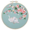 thumbnail image 1 of Cross Stitch DIY Flower Fabric Embroidery with Hoop for Beginners Kids Two Cats, 1 of 7