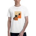 thumbnail image 3 of Men's Color Block Cat Art Graphic T-Shirt, Cotton Blend Crewneck Short Sleeve Casual Tee, 3 of 8