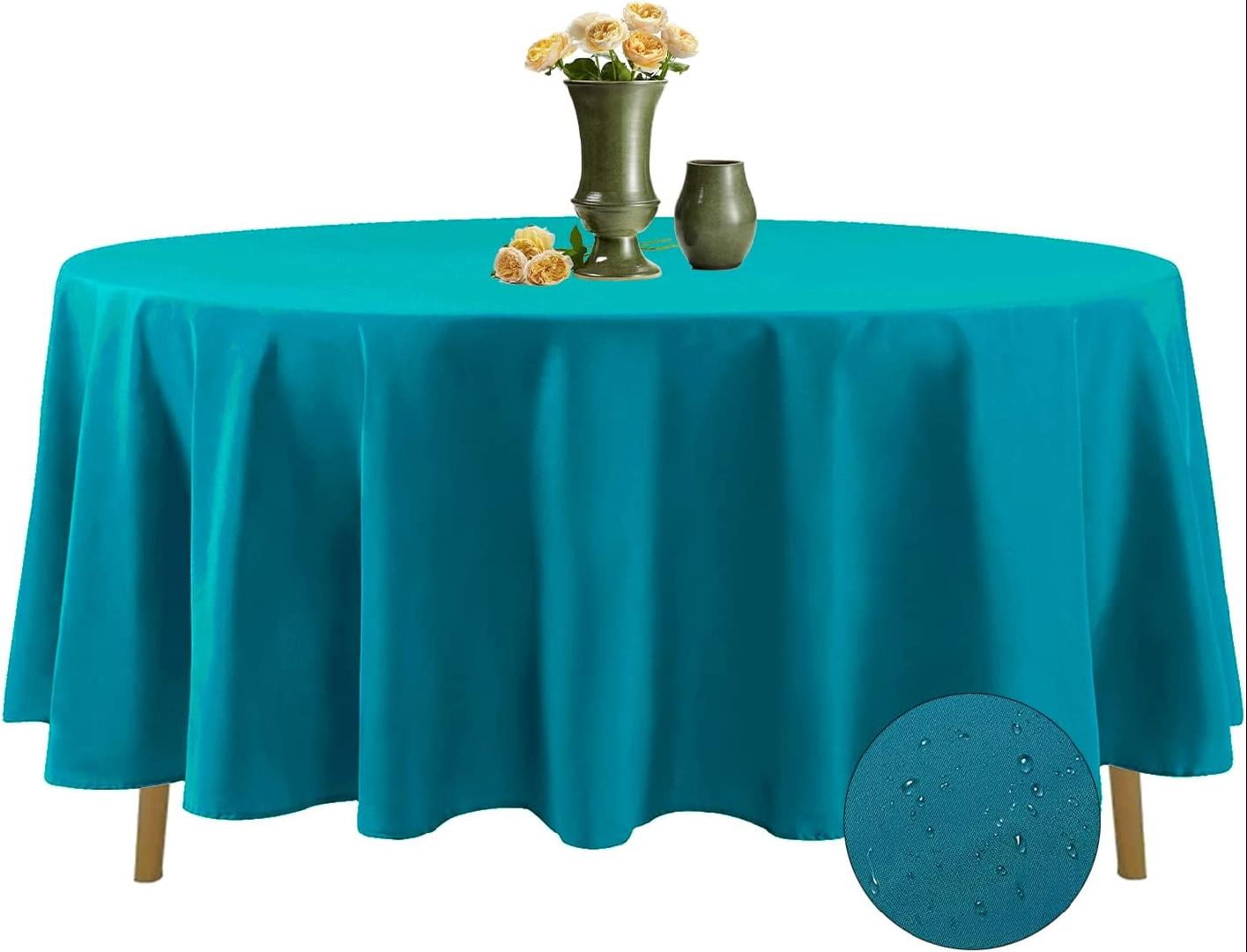 2 Pack Waterproof Round Tablecloth, 108'' Inch Polyester Tablecloths ...