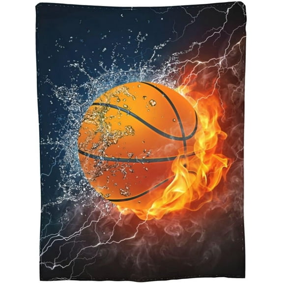 Cool Basketball Ball Throw Blanket Super Soft Warm Boy Bedding Bed Blankets for Couch Bedroom Sofa Office Car, All Season Cozy Flannel Plush Blanket for Girls Boys Adults, 60"X50"