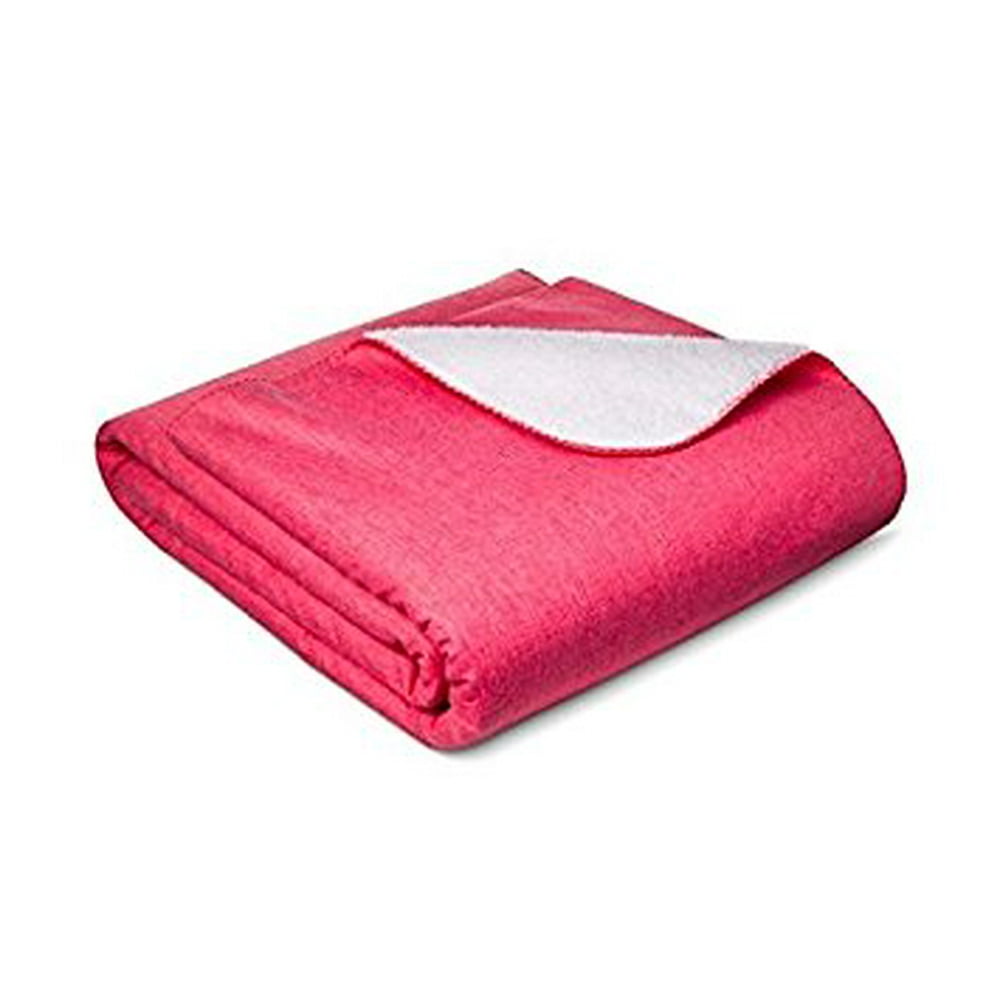 Pillowfort Faux Sherpa Reversible Twin Blanket 66" x 90" in Pink