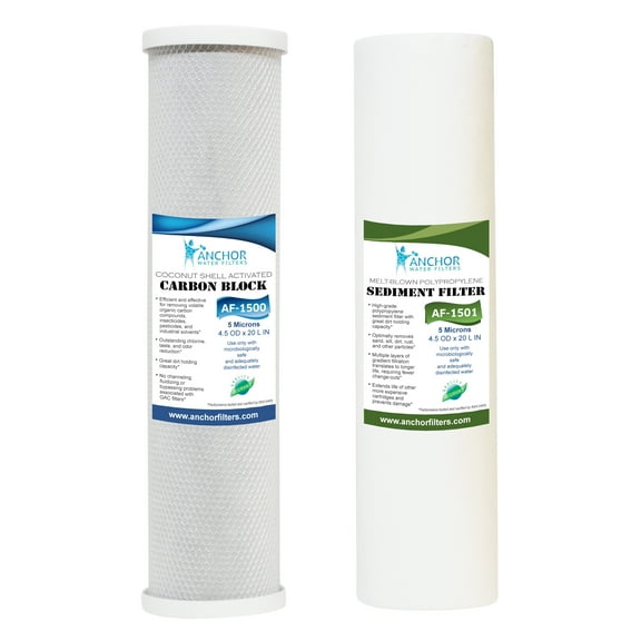 Anchor Whole House Water Filter Replacement Cartridge Set of Sediment and Carbon Block, 4.5 x 20 in.