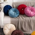 thumbnail image 5 of Velvet Pleated 15-Inch Round Throw Pillow for Home Couch Decorative (Purple, Set of 2), 5 of 6