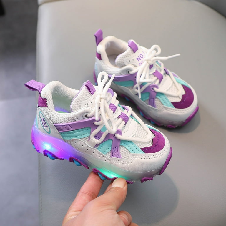 Akiihool Toddler Boy Sneakers Baby Boys Girls Shoes Non Slip Rubber Sole Sneakers Mesh Sneakers Purple 8