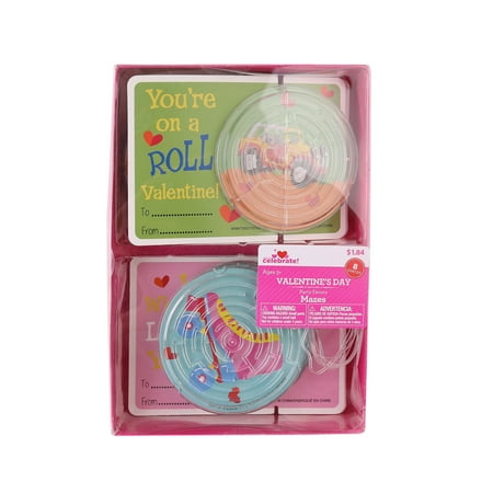 Way To Celebrate Valentine's Day Party Favor Valentines, Mazes, 8 Count