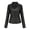 Black, variant on Women's Slim Fit Motorcycle Jacket PU Leather Stand Collar Zipper Front