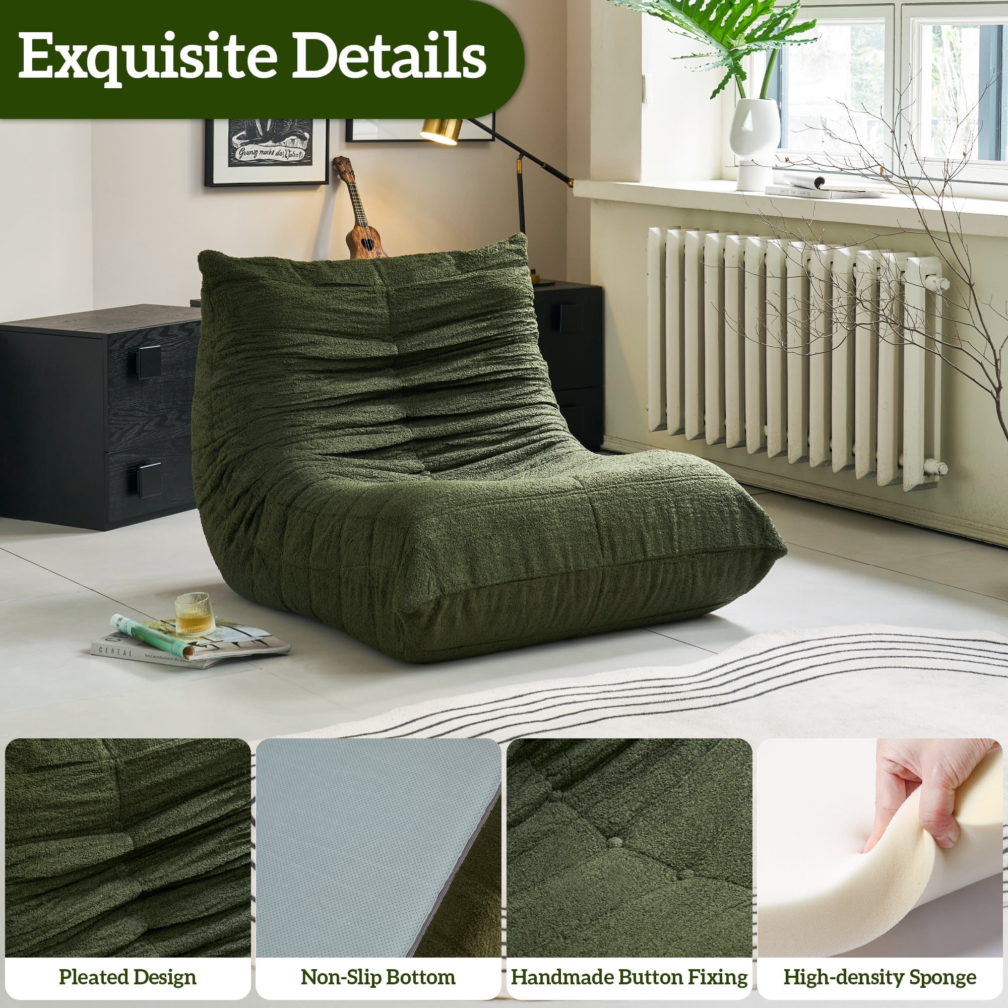 YINIX Adult Bean Bag Chairs for Living Room and Bedroom, Green
