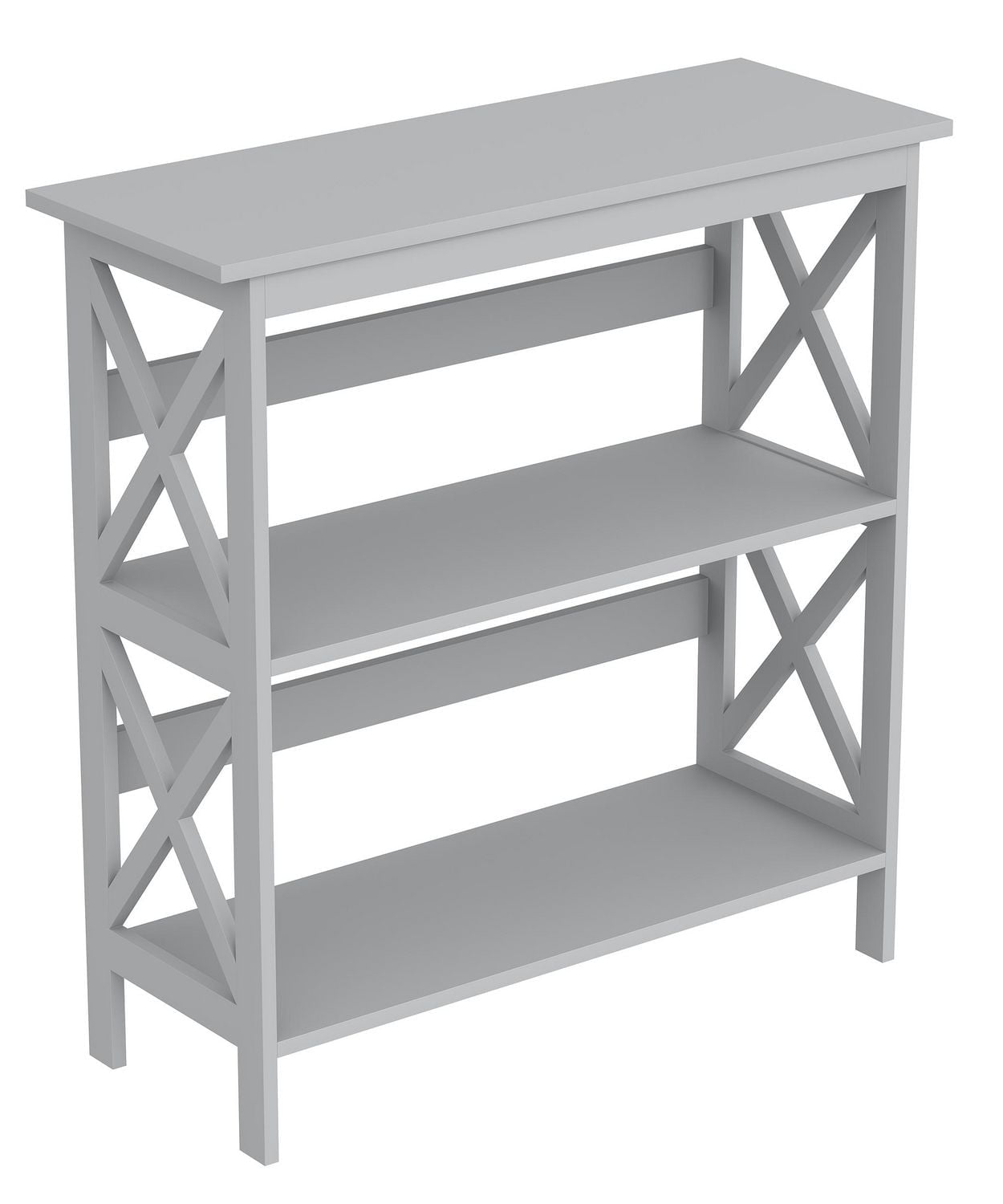 Safdie & Co. Bookshelf Bookcase 32.5in H Light Grey with 3 Shelves for Living Room