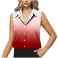 thumbnail image 2 of GERsome Women's Sleeveless Tank Tops Summer Button Down Shirts Loose Fit V Neck Work Office Ladies Shirts S-2XL, 2 of 6
