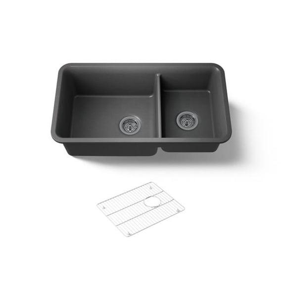 Kohler 8204-CM6 33.5 in. Undermount Double Bowl Kitchen Sink - Matte White