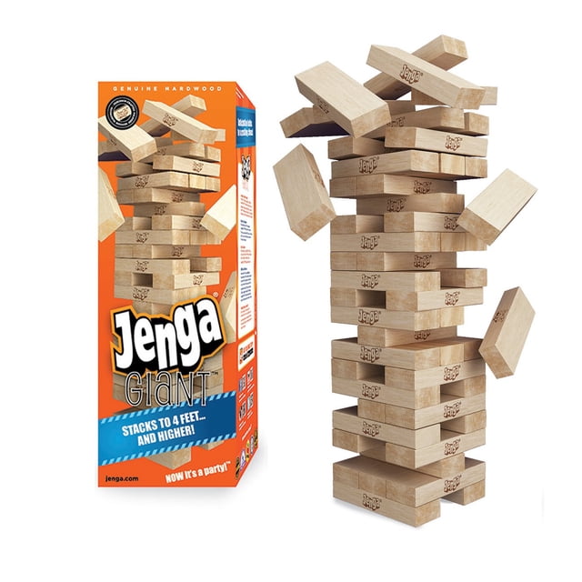 Juego Jenga GIANT, pilas de madera auténtica de 4 pies para mayores de 8 años