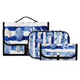 thumbnail image 3 of 3-Piece Travel Toiletry Bag Set, Hanging Wash Bag with Makeup Bag & Brush Case,Waterproof Cosmetic Organizer for Travel, Gym & Home Ocean Stripes Shells Artwork, 3 of 10