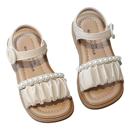 

Paokuoon Little Girls Sandals for Kids Toddler Soft Bottom Pearl Princess Shoes Baby Girls Summer Open Toe Sandals