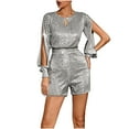thumbnail image 2 of Miluxas Sequin Rompers for Women Clearance Long Sleeve Jumpsuits Playsuits Sparkle Metallic Party Romper Gray 4(S), 2 of 8