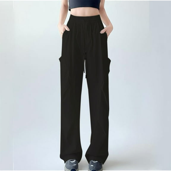 Cargo Pants for Women High Waisted Wide Leg Workout Pants Lightweight Quick Dry Baggy Pant with Pockets Hiking Casual Streetwear
