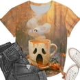 thumbnail image 4 of Ichuanyi Halloween Printed Shirts for Women Funny Graphic Round Neck Short Sleeved T-Shirts Novelty Horror Tee Casual Athletic Tops, 4 of 7