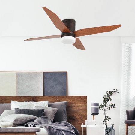 

GetLedel 52 4-Blade Flush Mount LED Ceiling Fan with Remote and Light Bronze