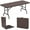 Brown, variant on Costway 6 ft Portable Folding Table with Wood Grain HDPE Tabletop Safe Lock Mechanism Gray