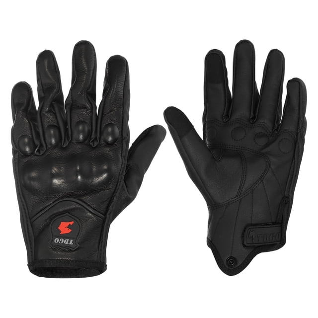 Guantes de montar Unique Bargains 1 par Guantes de motocicleta Guantes con pantalla táctil para hombres para ciclismo conducción de cuero negro M