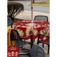 thumbnail image 4 of Outdoor Tablecloth with Umbrella Hole and Zipper, Gingerbread Red Square Table Cloth 60x60 Inch Waterproof Tablecloth, Christmas Winter Snowflake Picnic Table Cover for Patio Camping, 4 of 7
