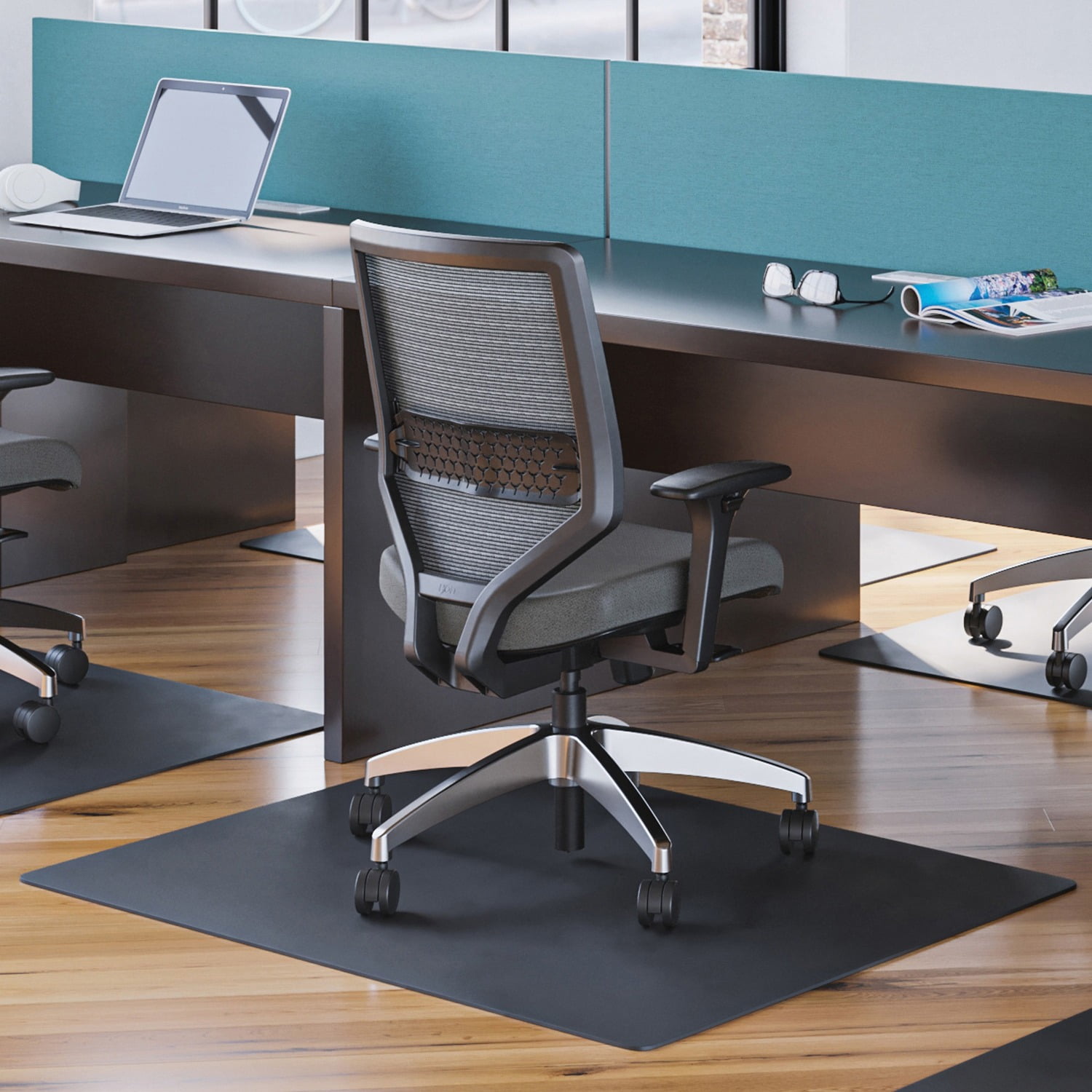 CM11442FBLKCOM 46 x 60 Inches Straight Edge Deflecto EconoMat Black Chair Mat Low Pile Carpet Use Rectangle 