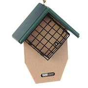 Birds Choice SNDTP Recycled Double Tail Prop Suet Feeder, 2 Suet Cakes, 9-1/2"L X 5"W X 12"H, Taupe Base w/ Green Roof