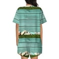 thumbnail image 6 of Fotbe Wood Grain Print Pajama Set for Women 2 Piece Loungewear Short Sleeve Tops and Shorts Set Soft Sleepwear-4X-Large, 6 of 7