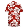 thumbnail image 6 of 2 Piece Outfits for Women Summer Trendy Floral Printed Short Sleeve Cardigan Shirt & Shorts Hawaiian Beach Sets (XL, Red), 6 of 7